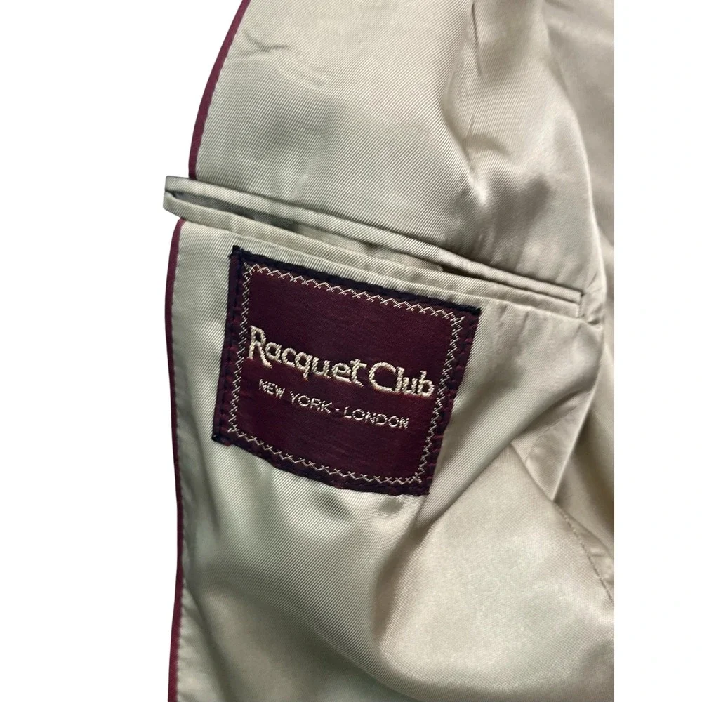vtg Racquet Club Marx Tweed 44R Gray Pink Stripe Blazer Jacket Sport Coat USA